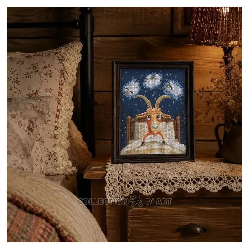 Набор для вышивания крестиком "Коза не спит" 15,5*20 см RTOM1142