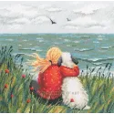 Cross-stitch kit "Girl and dog by the sea" RTOM1103