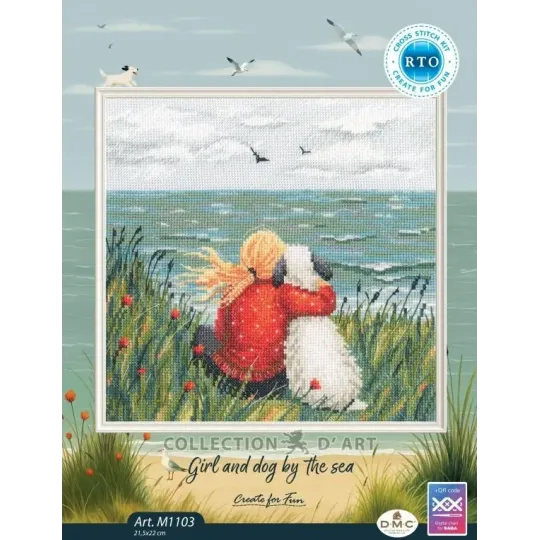 Cross-stitch kit "Girl and dog by the sea" RTOM1103