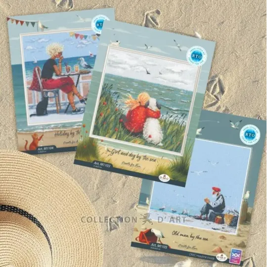 Cross-stitch kit "Girl and dog by the sea" RTOM1103
