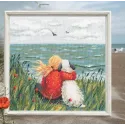 Kreuzstich-Set "Mädchen und Hund am Meer" RTOM1103