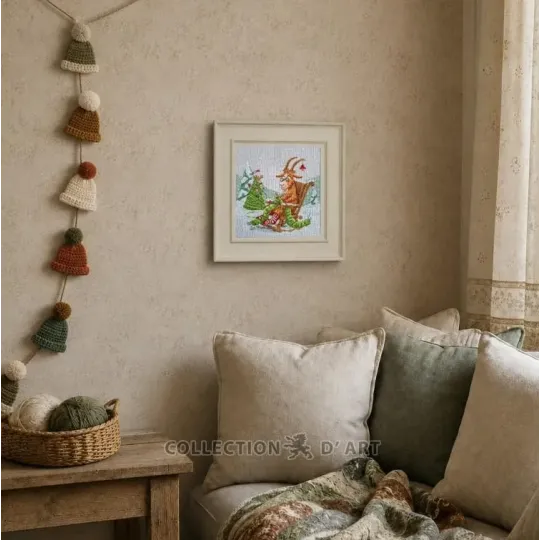 Cross-stitch kit "Goat Knits Christmas" 18,5*18,5 cm RTOM1140