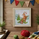 Kreuzstich-Set "Ziege strickt Weihnachten" 18,5*18,5 cm RTOM1140