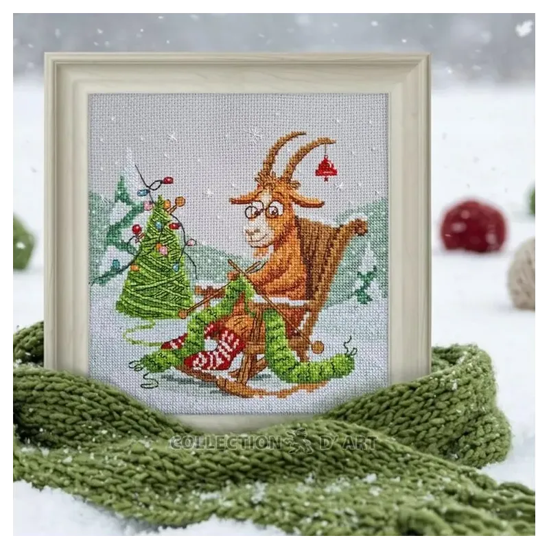 Cross-stitch kit "Goat Knits Christmas" 18,5*18,5 cm RTOM1140