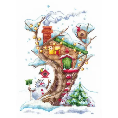 Houses in the trees. Snowy SAND-23