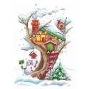 Houses in the trees. Snowy SAND-23