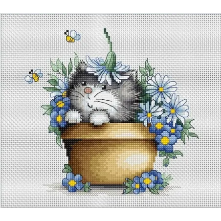Chaton dans les fleurs SB1048