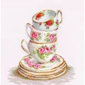(Discontinued) Kit de point de croix compté 3 tasses de thé empilées 25x28.5 cm SBA2323