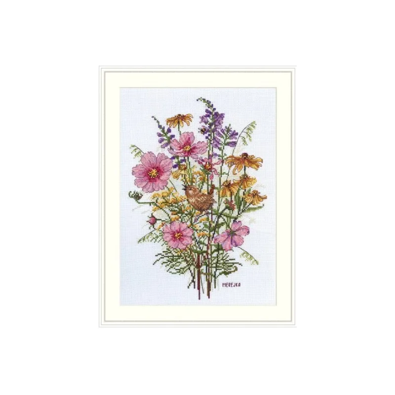 September Blumen und Zaunkönig SK197