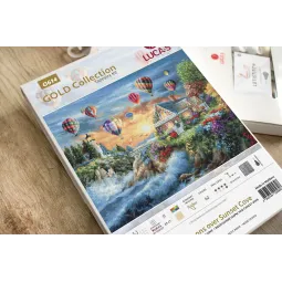 Petit Point Stickset "Ballons über der Sonnenuntergangsbucht" SG614