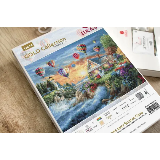 Petit Point Stickset "Ballons über der Sonnenuntergangsbucht" SG614