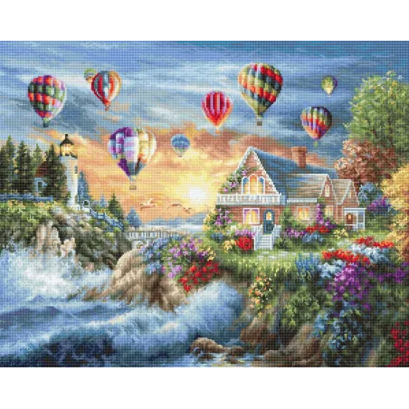 Petit Point Stickset "Ballons über der Sonnenuntergangsbucht" SG614