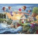 Petit Point Stickset "Ballons über der Sonnenuntergangsbucht" SG614