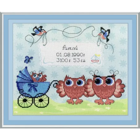 SOLDE Canevas de naissance Chouettes SRK-316