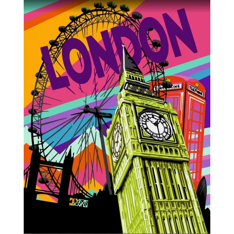 Wizardi tapybos pagal numerius rinkinys. Londono pop menas 40x50 cm T014