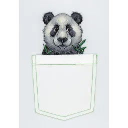 Vandenyje tirpus drobės kryželiu siuvinėjimo rinkinys Cheerful Panda SV-241