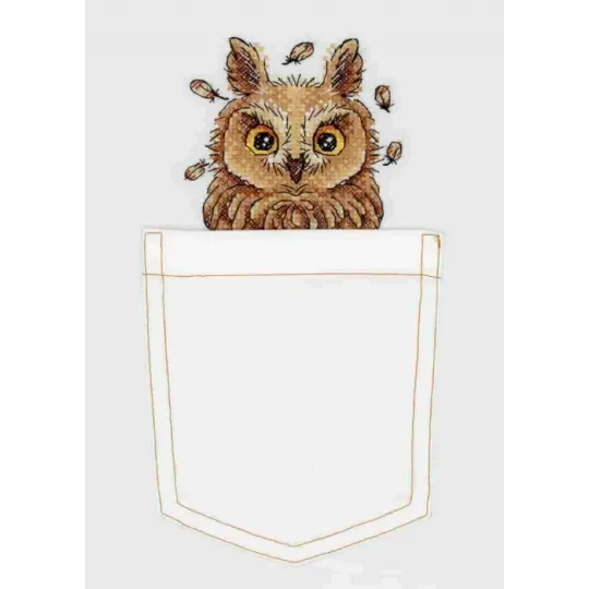 Vandenyje tirpus drobės kryželiu siuvinėjimo rinkinys Smalsus pelėda SV-245