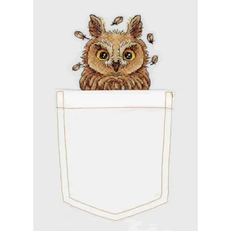 Vandenyje tirpus drobės kryželiu siuvinėjimo rinkinys Smalsus pelėda SV-245