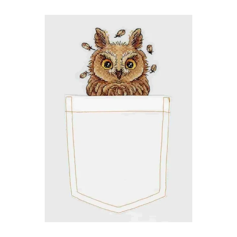 Vandenyje tirpus drobės kryželiu siuvinėjimo rinkinys Smalsus pelėda SV-245