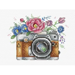Kit de point de croix sur toile hydrosoluble Photo de fleur SV-255