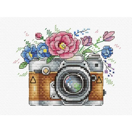 Kit de point de croix sur toile hydrosoluble Photo de fleur SV-255