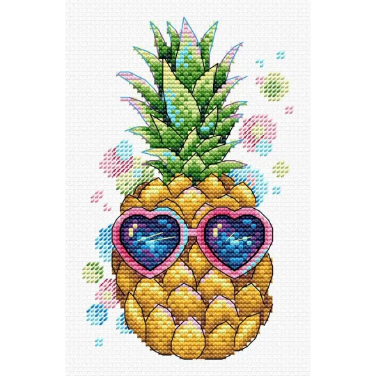Kit de point de croix sur toile soluble dans l’eau Ananas ensoleillé SV-533