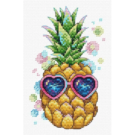 Kit de point de croix sur toile soluble dans l’eau Ananas ensoleillé SV-533
