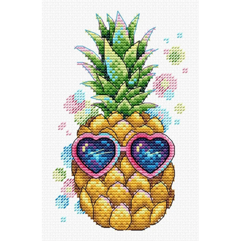 Kit de point de croix sur toile soluble dans l’eau Ananas ensoleillé SV-533