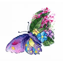 Wasserlöslicher Leinwand-Kreuzstich-Set Blumenflug SV-539