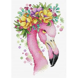 Kit de point de croix sur toile soluble dans l'eau Flamant rose d'été SV-547