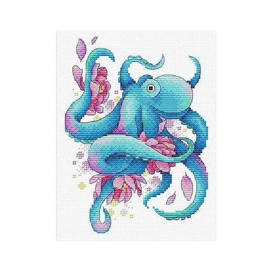 Kit de point de croix sur toile hydrosoluble Octopus SV-548