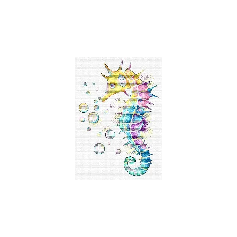 Water-soluble canvas cross sitch kit Rainbow sea horse SV-549