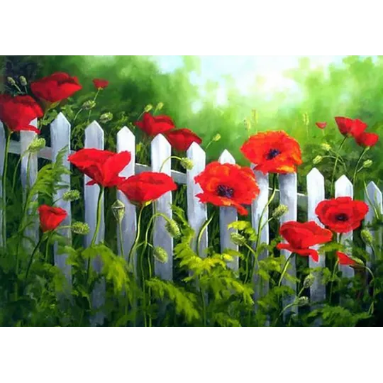 (D) Gartenmohnblumen 38*27 cm WD008