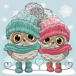 (D) Winter Owlets 38*38 cm WD2338