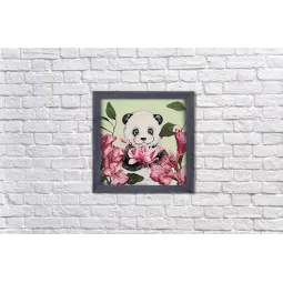 (D) Panda ir gėlės 38*38 cm WD2341