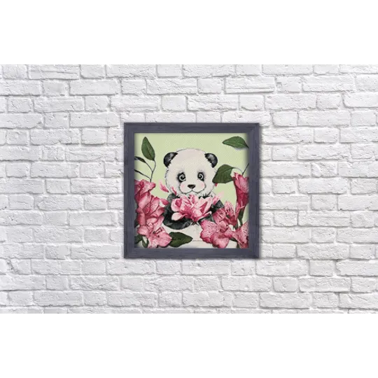 Panda ir gėlės 38*38 cm WD2341