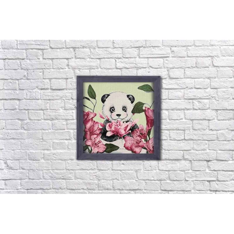 Panda und Blumen 38*38 cm WD2341