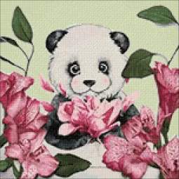 (D) Panda ir gėlės 38*38 cm WD2341