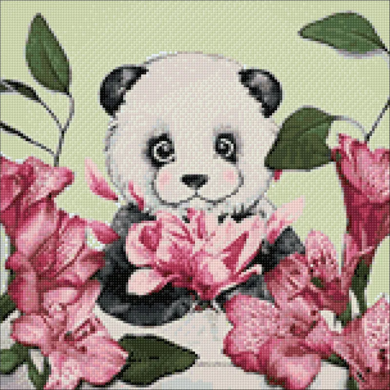 Panda und Blumen 38*38 cm WD2341