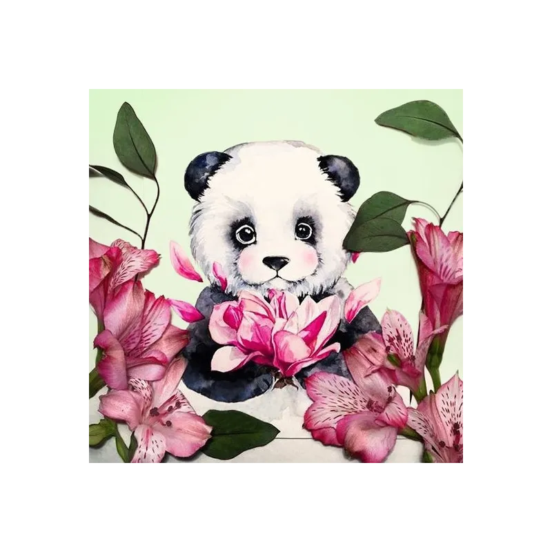 Panda and Flowers 38*38 cm WD2341