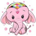 (D) Éléphant Rose 20*20 cm WD2480