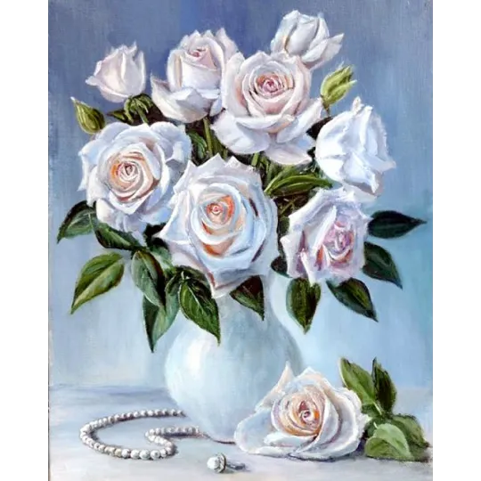 Bouquet de roses blanches 40*50 cm WD2617