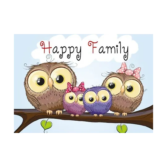 (D) Owl Family 38*27 cm WD2319 (D) Owl Family 38*27 cm WD2319