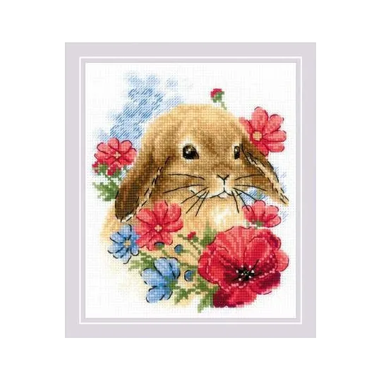 Rabbit in flowers SR1986