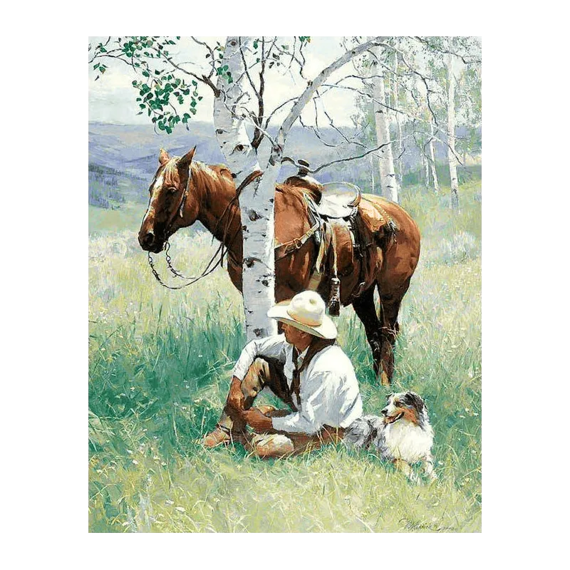 SALE Hunter at Rest 38*48 cm WD159 (D)