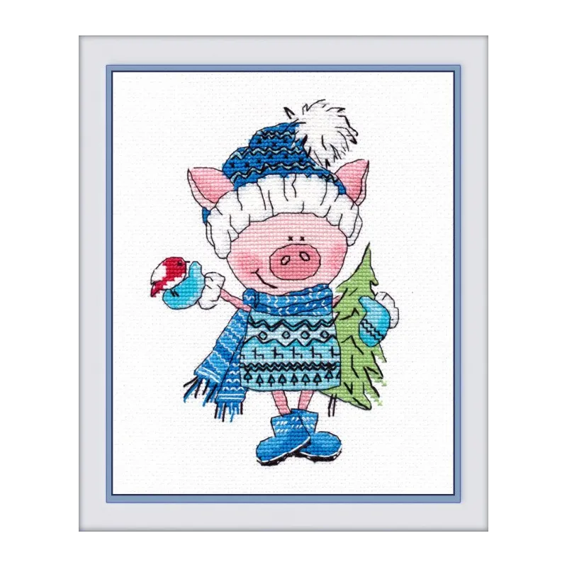 (Discontinued) Magnet. Pig with a Christmas Tree S1130