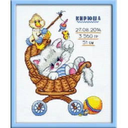 SALE Birth Sampler Kitten S708 (D)