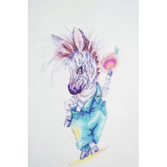 Cross stitch kit "Mr. Zebra" 16.3×11.8 cm S/VN006