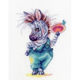 Kreuzstichset "Herr Zebra" 16.3×11.8 cm S/VN006