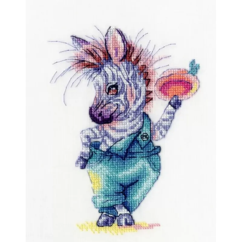 Kreuzstichset "Herr Zebra" 16.3×11.8 cm S/VN006